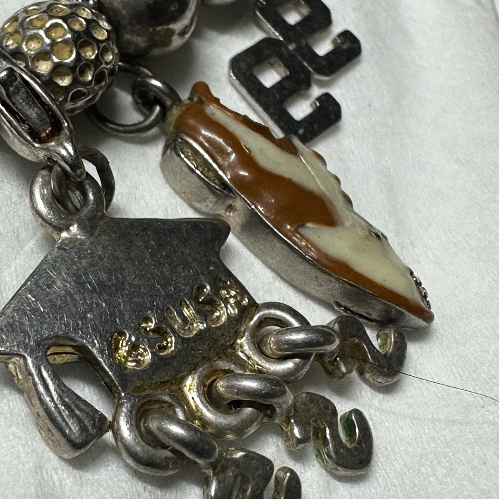 Vintage Charming Sterling Silver golf themed Charm Bracelet - Picture 5 of 16